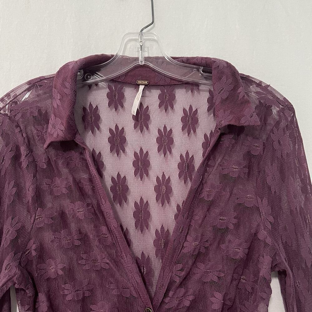Free People Eggplant Purple Lace Tunic Top Size XL Festival Y2K Style - Picture 4 of 14